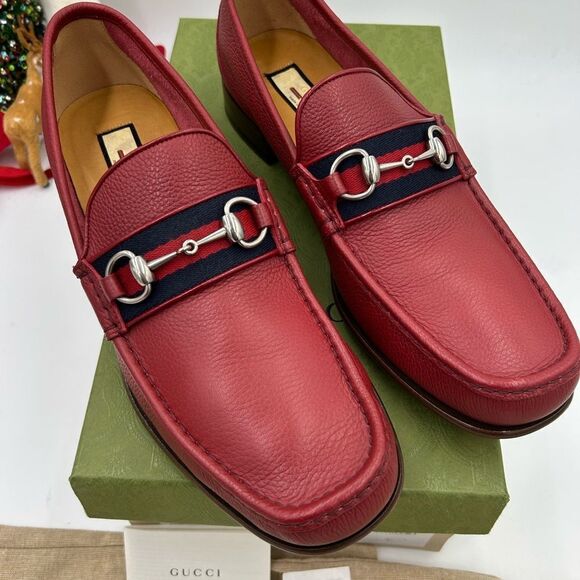 Men’s Gucci, leather, web horse bit loafers size 13 made in Italy - Picture 2 of 10